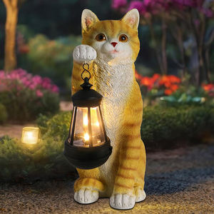 BSCI Factory Solar Garden Estatuas al aire libre Gato con linterna Regalos de jardinería - Product Image 4