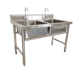 Hotel Restaurant Use Stainless Steel Double Bowl Sink Self-Cleaning Coating Heavy-Duty Capacity Freestanding Commercial <b>Kitchen</b> - Product Image 1