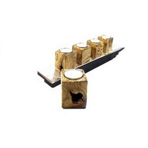 Wooden Rectangle Eco-Friendly Durable <b>Tea</b> Light Holder Handmade Candle <b>Stand</b> Brown Candle Jar for Home Christmas Table Decor - Product Image 4