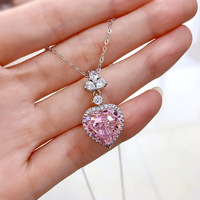 Collar con Colgante de Cadena de Eslabones en Forma de Corazón con Diamantes de Plata 925, Nuevo de Hui Zhi Yi Jewelry 2023, Estilo Deportivo para Mujer, 40+5