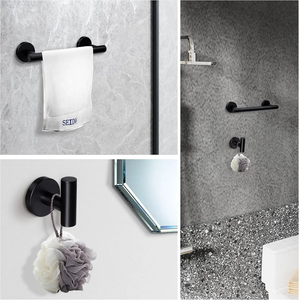 Ensemble d'accessoires de salle de bain en acier inoxydable, crochets muraux pour serviettes, kit d'accessoires de salle de bain à fixer au mur - Product Image 5