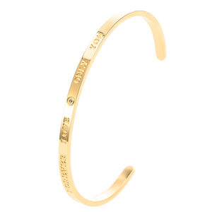 Pulsera de letras de circón en forma de C de acero inoxidable de lujo transfronterizo 4mm brazalete de moda Colorfast stock al por mayor - Product Image 3