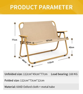 Silla de camping exterior plegable doble extendida personalizada SILLA DE exterior impermeable y duradera - Product Image 2
