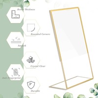 Support de signalisation en acrylique avec cadre doré, porte-numéros de table de mariage, présentoirs transparents pour menus, photos, documents, brochures, affichage de bureau