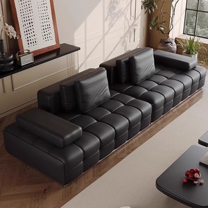 Divano Componibile Moderno in Pelle, Set Durevole e Regolabile Senza Braccioli con Spugna ad Alta Resilienza, Arredamento per Soggiorno per Piccoli Appartamenti - Product Image 2