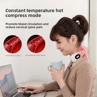 Masajeador Eléctrico Inteligente para Cuello y Vértebras Cervicales CYANMED, Compresa Caliente con Pulso, Diseño Plegable con Bluetooth para Relajación Muscular Diaria