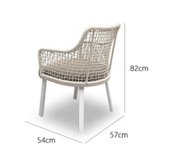 Mobilier moderne de salle à manger d'extérieur combinaison de chaise de table en rotin tressage corde de loisirs pour cour jardin villa terrasse hôtel