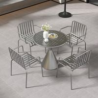 Tables et chaises d'extérieur en acier inoxydable pour salon de thé, jardin en plein air, table anti-corrosion pour villa, balcon extérieur, loisirs, une table