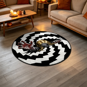 Tapis d'Halloween personnalisé motif démon squelette, tapis fantôme d'Halloween, tapis rond pour salon, tapis à effet visuel vertigineux - Product Image 3