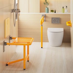 Équipement de sécurité pour salle de bain, chaise de douche avec barres d'appui et rail de toilette pour personnes âgées, capacité de 150 kg, antidérapant, en plastique et acier inoxydable - Product Image 4