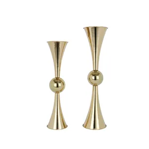 Vases Metal Candle Holders Gold Black Candlesticks Wedding Centerpieces Event Flower Road Lead Home Decoration 10 PCS/ Lot