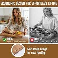 Ensemble de 3 planches à découper en bois d'acacia de qualité supérieure personnalisées avec rainure profonde pour le jus, faciles à nettoyer pour la cuisine