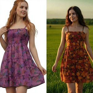 SK NOOR SONS PRESENTS Mini <b>Dress</b> Women Cotton Flowy Lightweight <b>Summer</b> <b>Dress</b> Casual <b>Boho</b> Style Natural Washable Eco-Friendly - Product Image 1