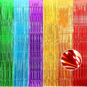Festival Event Party Supplies 1*2M Multiple Size Colorful Metallic Foil Tinsel Fringe Door Curtain Wedding Backdrop Back School - Product Image 1