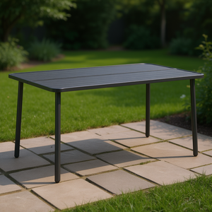 Tavolo da Patio in Acciaio Grigio Scuro 59.1x35.4x28.3 Pollici, Arredo Esterno Impermeabile dal Design Minimalista per Parco - Product Image 2