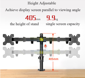 Zeno MT622 Adjustable <strong>Computer</strong> Dual Monitor Holder Arm Clamp Desk Shelf Monitor <strong>Bracket</strong> Laptop Heavy Duty Dual Monitor Stand - Product Image 4