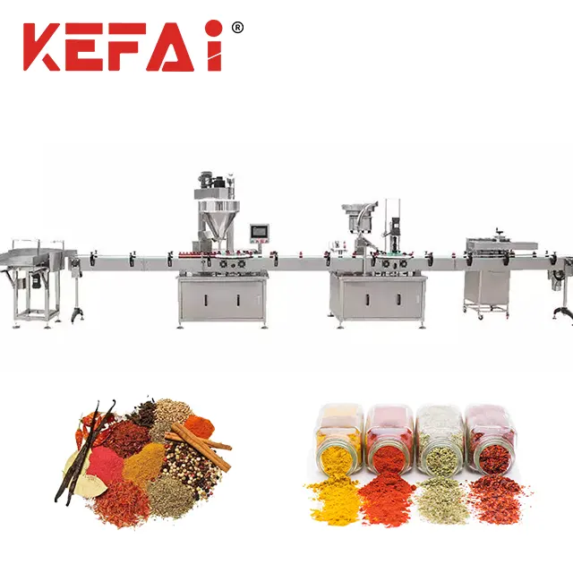 KEFAI Voll automatisches Protein pulver Gewürz flaschen glas Abfüll deckel Verpackungs maschine Produktions linie zum Abfüllen von Pulver