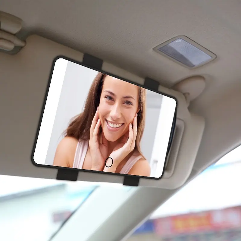 Visor para carro, upgrade 90 graus rotativo visor led espelho de maquiagem com luzes reguláveis