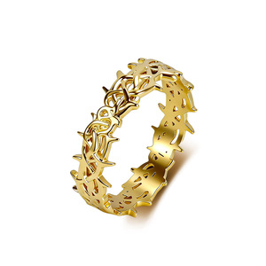 Cross-border yunnique unisex thorn <b>ring</b> <b>titanium</b> steel vacuum electroplated 18K gold non-fading pinky <b>ring</b> jewelry - Product Image 5
