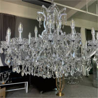 Lustres en cristal transparents à cadre argenté luxueux personnalisés Saixin pour la décoration de plafond d'événements