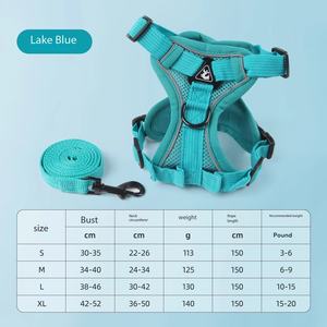 Vente en gros Gilet pour chien réfléchissant respirant avec harnais pour animaux de compagnie en tissu de maille doux de style luxe avec sangle de poitrine et laisse - Product Image 6