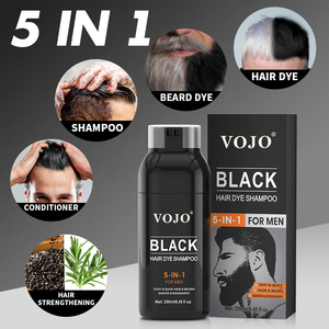 <span class=keywords><strong>VOJO</strong></span> Nuevo Tinte para el Cabello Negro Orgánico 5 en 1, Champú para Teñir el Cabello Negro Permanente Sin Amoníaco, Tinte para Barba Negra para Hombres - Product Image 3