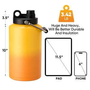 Bouteille isotherme de 1 gallon à dégradé de couleurs, double paroi sous vide en acier inoxydable, bouche extra large, poignée portable, garde au froid 48H - Product Image 6