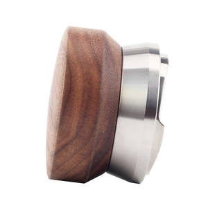 Distribuidor de polvo de espresso de acero inoxidable, cubierta de madera, herramienta niveladora de café espresso - Product Image 3
