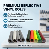 Vinyle thermocollant réfléchissant 12 pouces x 5 pieds, film thermocollant extensible EasyWeed en PU, HTV textile basse température pour vêtements