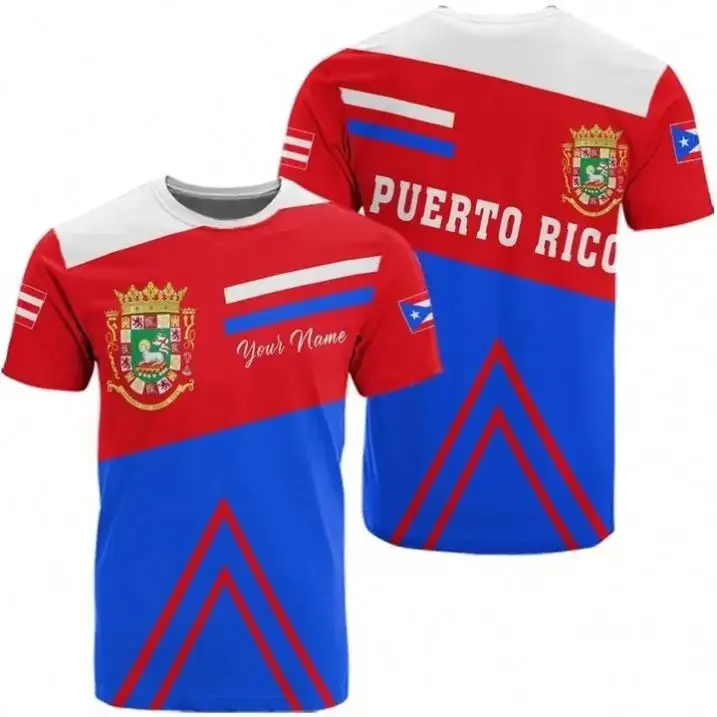 Schlussverkauf Großhandel T-Shirt für Jungen individuelles Puerto Rico-Kleidungsrock bedrucktes Herrenhemd Sommer Kurzarm-Hemd