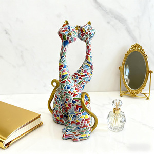 Quadro a olio stile europeo con gatto, artigianato a mosaico, regalo di San Valentino, decorazione colorata per soggiorno, vino - Product Image 2