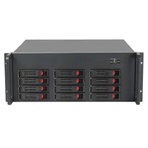 IPFS 12 बे nas सर्वर मामले के लिए नेटवर्क भंडारण hotswappable 19 इंच औद्योगिक 4u पीसी चेसिस के साथ 3.5 "HDD