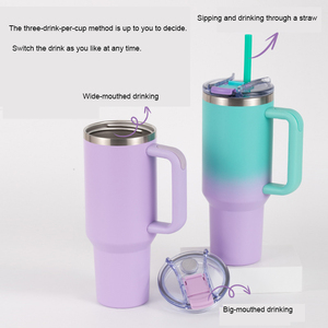 40oz Custom Logo Engraved Stainless Steel Insulated Tumbler <b>with</b> Handle & <b>Straw</b> Lid - Product Image 2