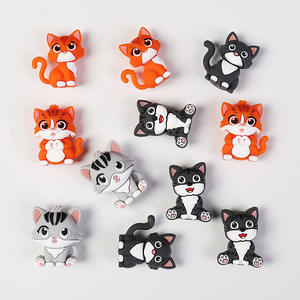 Venta al por mayor, nueva llegada, cuentas de silicona 3D sueltas con diseño de gato de dibujos animados, bonitas cuentas focales de silicona para la fabricación de bolígrafos. - Product Image 5
