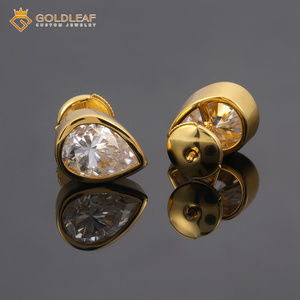 ต่างหูเงิน S925 ประดับมอยส์ซาไนต์ทรงลูกแพร์ 2-5 กะรัต รุ่น Goldleaf Custom – เหมาะสำหรับเป็นของขวัญและสวมใส่ในชีวิตประจำวัน - Product Image 1