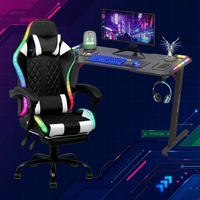 Livraison rapide RGB Silla Gamer pas cher chaise de jeu d'ordinateur et ensemble de Table bureau de jeu avec LED
