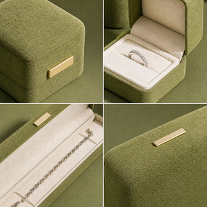 Zebopak Moss Green Suede Christmas Jewellery <b>Box</b> Set with Ring <b>Necklace</b> Bracelet Holiday <b>Gift</b> Collection Factory - Product Image 4