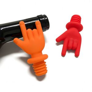 Wholesale Creative Rock Gesture Silicone <b>Wine</b> Stopper Reusable Food Grade Leak-proof Bottle Plug Sealer Fun Party Barware Gift - Product Image 3