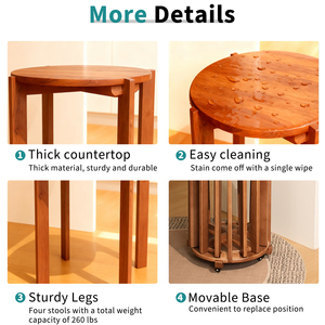 סט שרפרף במבוק מותאם אישית של 4 כיסאות עגולים - Product Image 5