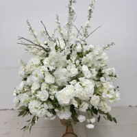 DKB Super Große 100cm Blumenkugel Tischdekoration Maßgefertigte Weiße Rosen-Hortensien Explosive Seiden-Arrangement Hochzeit Geburtstag Event-Dekoration