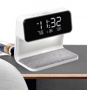 OEM Logo Dormitorio Mesa Escritorio Lámpara Led Cargador Luz Nocturna Despertador Digital Cargador Inalámbrico Universal para <span class=keywords><strong>iPhone</strong></span> Samsung - Product Image 5