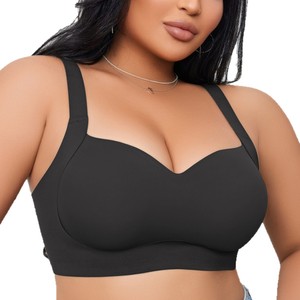 Soutien-gorge <span class=keywords><strong>de</strong></span> <span class=keywords><strong>sport</strong></span> grande taille uni pour femme, sans armatures, sans coutures, tissé, à couvrance complète, push-up, avec soutien dorsal, respirant, pour l'été et le quotidien - Product Image 4