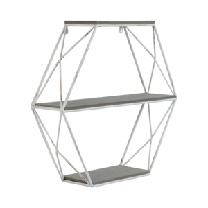 Mensola Geometrica da Parete con Struttura in Metallo, Organizzatore Sospeso per Soggiorno, Camera da Letto, Ingresso, Arredamento Casa - Product Image 2