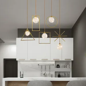 Factory Supply Hotel Lobby Copper Glass Home Hanging LED Chandelier Pendant Light