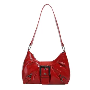 Borse a Spalla Vintage da Donna Y2K, Borse Hobo in Pelle PU per Ragazze Cool, Borsa Sottospalla a Tinta Unita con <span class=keywords><strong>Design</strong></span> Plissettato, Borsette da Donna - Product Image 6