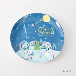 Plats en porcelaine <span class=keywords><strong>de</strong></span> noël, porcelaine <span class=keywords><strong>de</strong></span> noël, plateau <span class=keywords><strong>de</strong></span> service pour gâteaux et dessert, plateau en céramique assiette à dîner <span class=keywords><strong>de</strong></span> 8 pouces 1 pièce - Product Image 3
