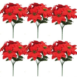Meining <b>Artificial</b> Poinsettia Bouquet 30cm X 26cm Plastic <b>Christmas</b> Decorative <b>Flowers</b> Holiday Ornament - Product Image 3