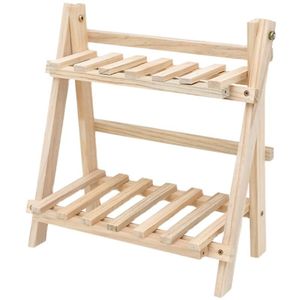 Spot vente en gros bureau pin présentoir double étagère de rangement dessus de table en bois étagère de rangement pour bureau de cuisine - Product Image 2