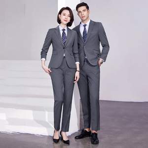 Unisex Suit Set Slim Fit Single Button Acetate Fiber Formal Workwear For Hotel Office 4S Store Uniforms - Product Image 4