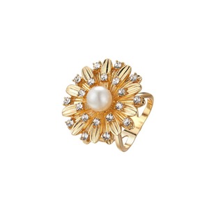 Jinhua Pearl Flower Scarf <b>Clip</b> Alloy Plated With Rhinestones For Garment Accessory - Product Image 5